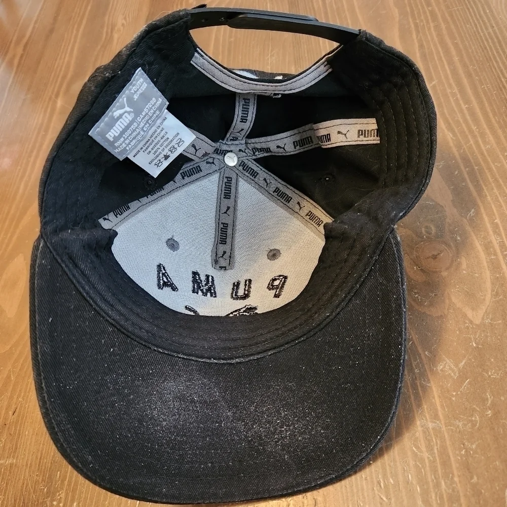 Youth Black And Gray Puma Snapback Hat 100% Cotton Adjustable